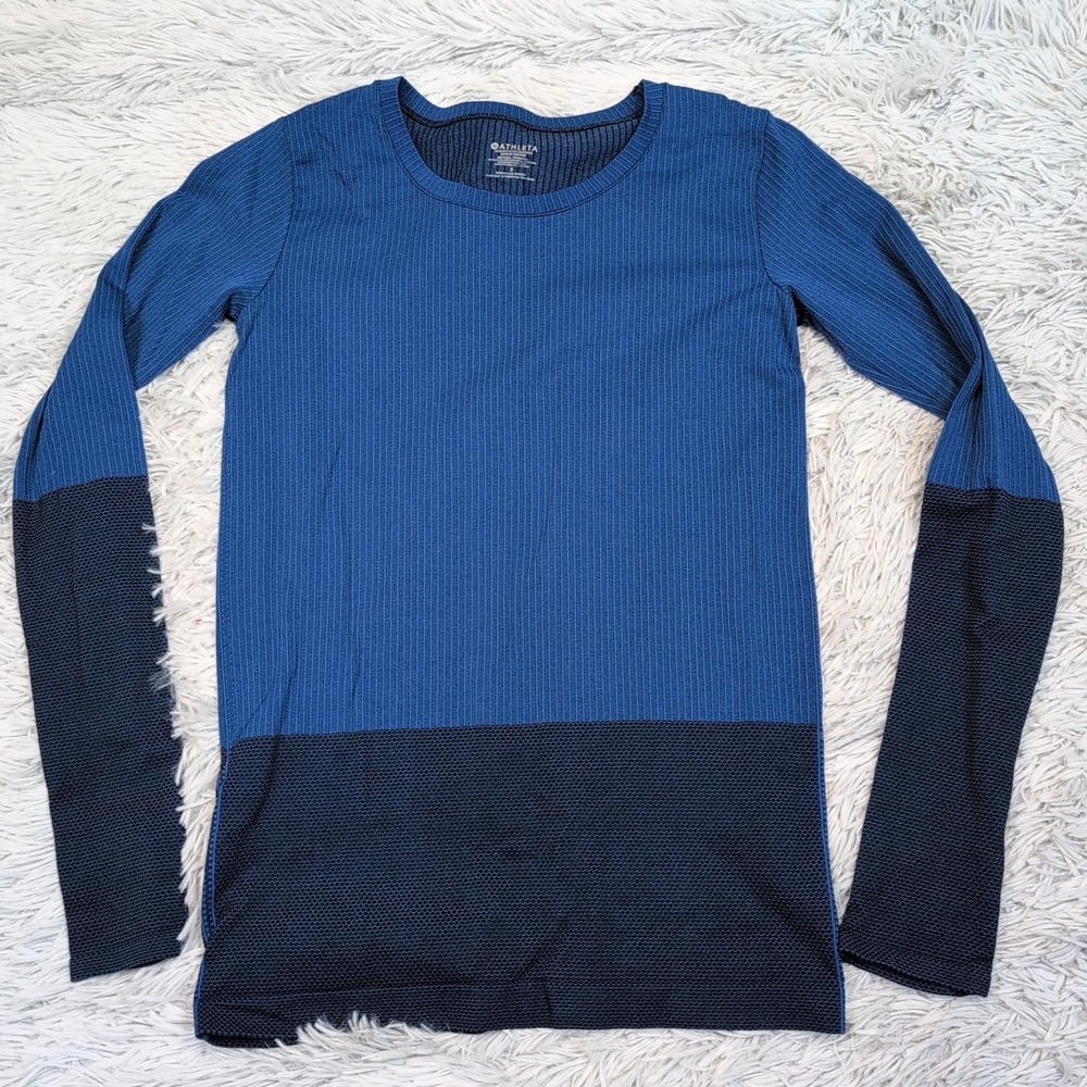 Athleta Shirt Womens S‎ Blue Athletic Top Stretch Active Wear Yoga Performance